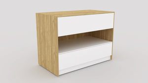 Place best-sellers in the top tier and other models in the sliding drawer below.