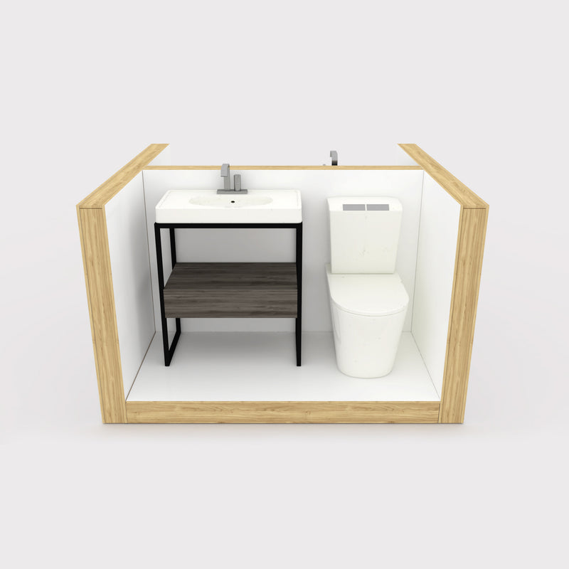 Ready to use Low H-walls can be used to keep items like toilets organized and off the floor. Great for side-by-side comparisons of different items at different price points. 