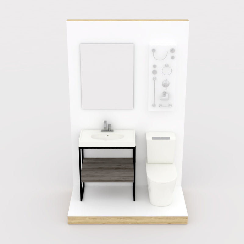 Simple, fast and functional, this is the on-demand display fixture solution that allows you to refresh your showroom without investing a full-scale renovation project. Use high L-walls to create simple vignettes with vanities and wall-mounted items.